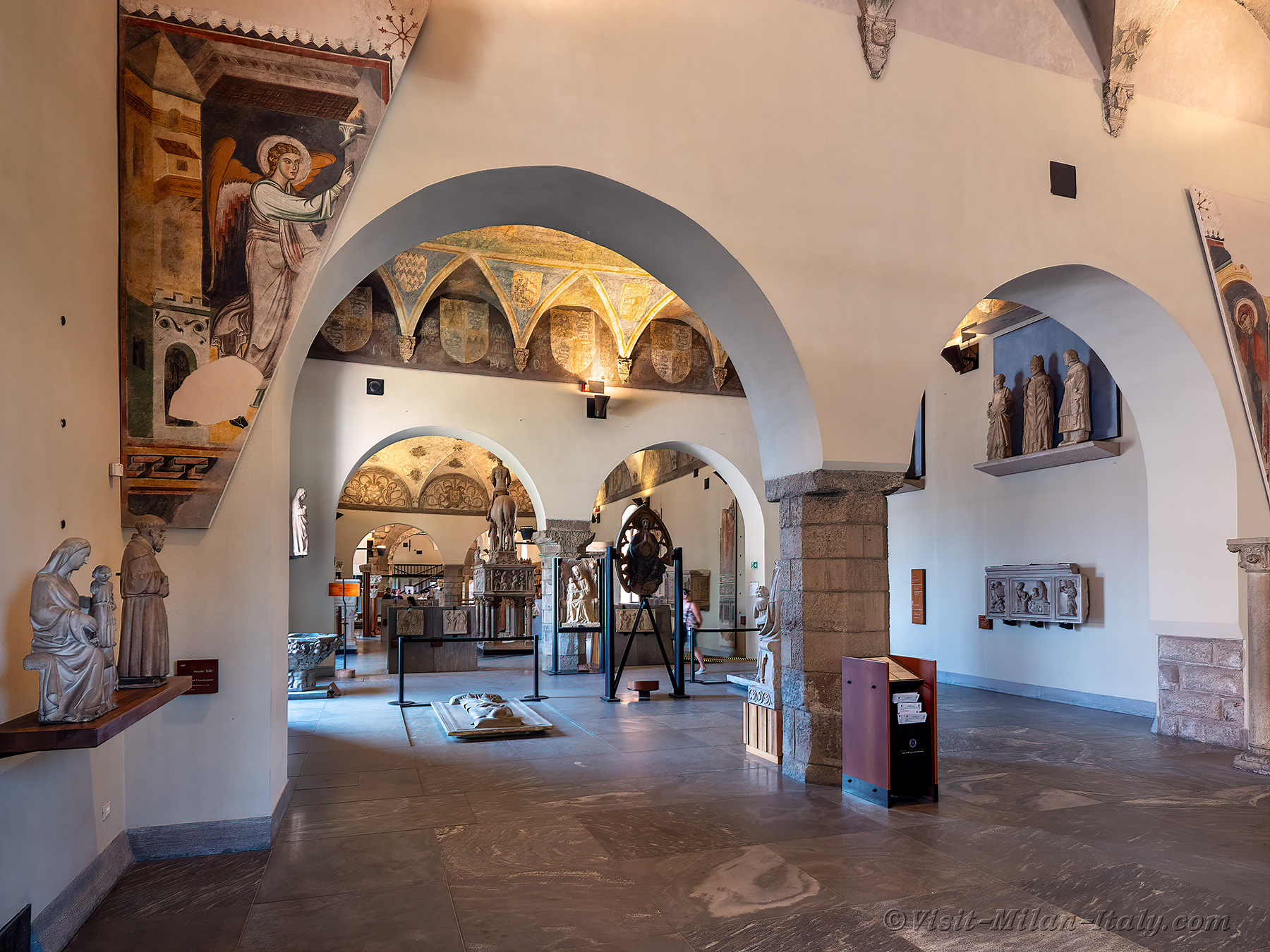 Frescoes of Castello Sforzesco Museum Sforza in Milan Italy